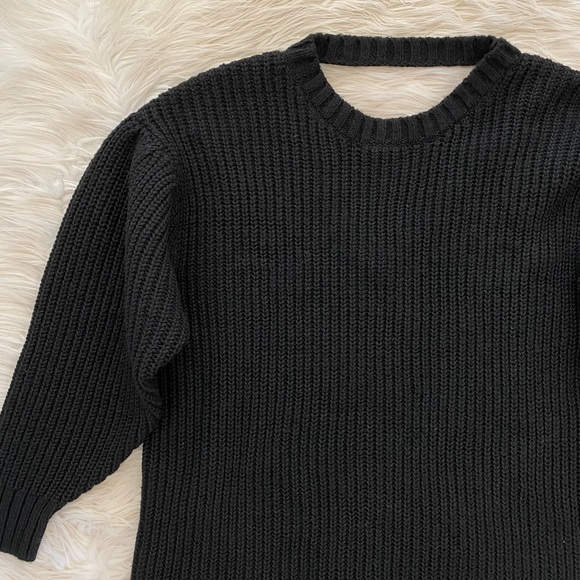 Eloquii Black Knit Open Back Puff Sleeve Sweater Dress 18/20 - Picture 3 of 10